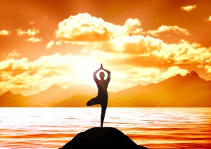 Stock illustration of  Yoga on a Lake